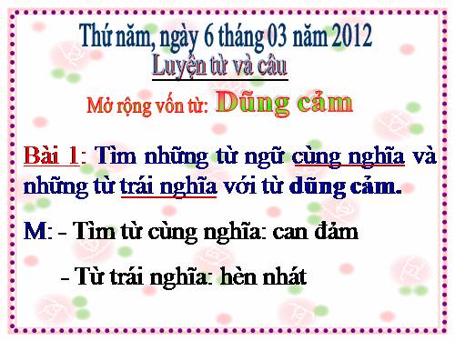 Tuần 25-26. MRVT: Dũng cảm