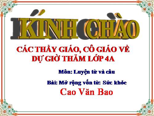 Tuần 20. MRVT: Sức khoẻ