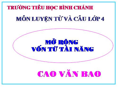 Tuần 19. MRVT: Tài năng