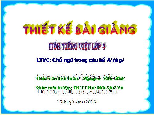 Tuần 25. Chủ ngữ trong câu kể Ai là gì?
