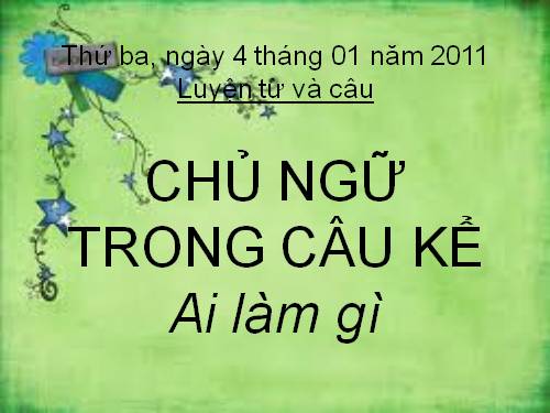 Tuần 19. Chủ ngữ trong câu kể Ai làm gì?