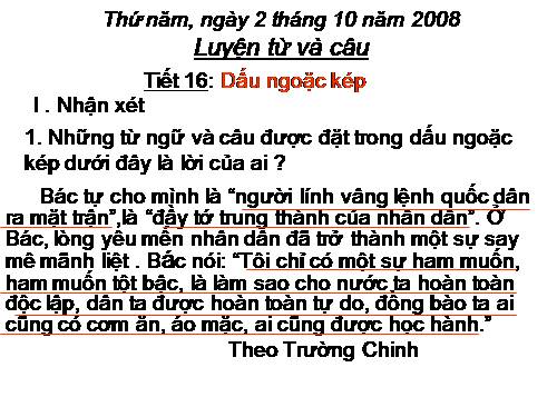 Tuần 8. Dấu ngoặc kép