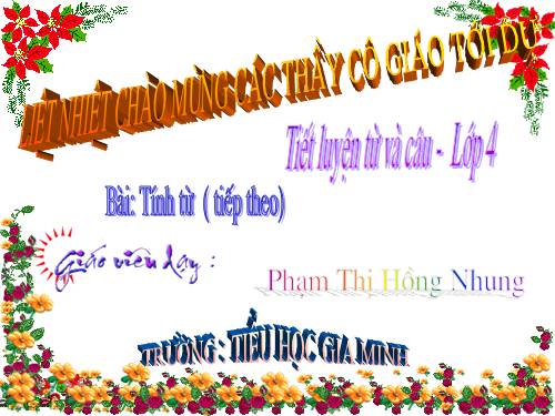 Tuần 12. Tính từ (tiếp theo)