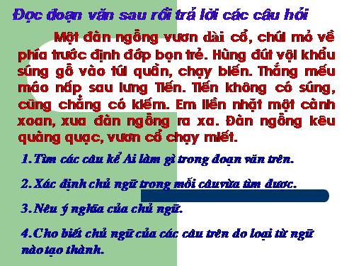 Tuần 19. Chủ ngữ trong câu kể Ai làm gì?