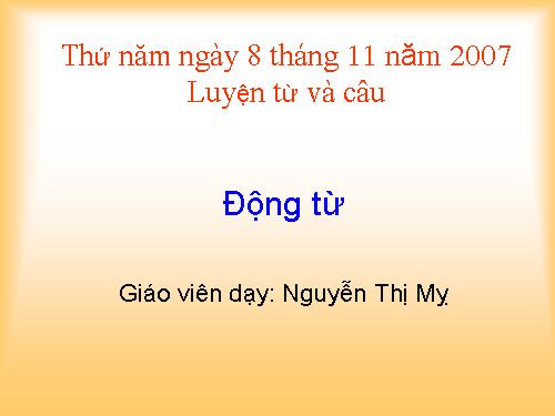 Tuần 9. Động từ