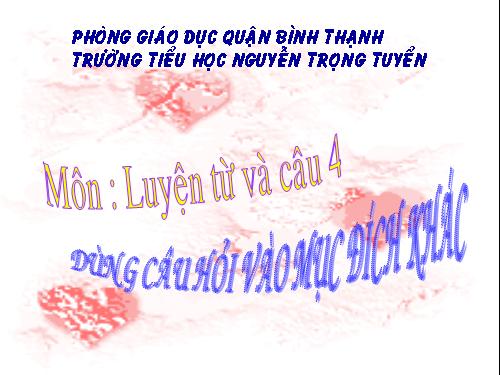 Tuần 14. Dùng câu hỏi vào mục đích khác