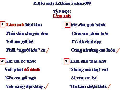 Tuần 11. Làm anh