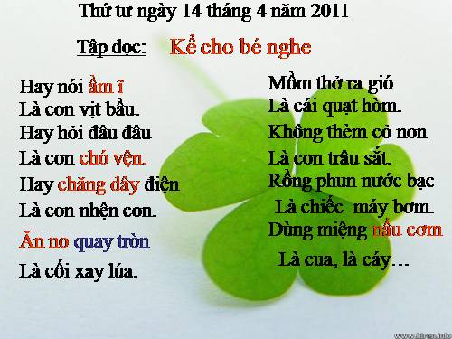 Tuần 8. Kể cho bé nghe