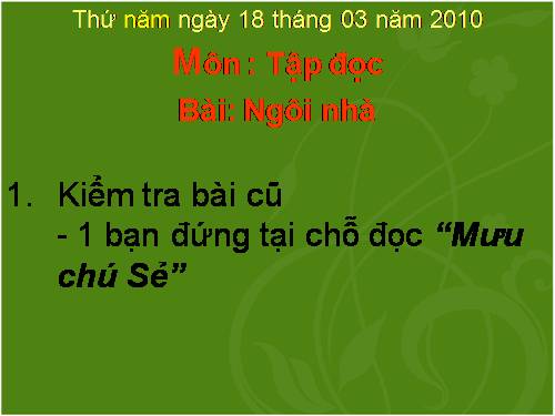 Tuần 5. Ngôi nhà