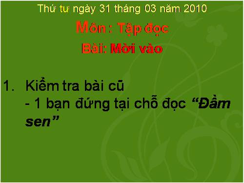 Tuần 6. Mời vào