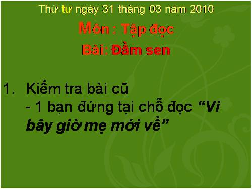 Tuần 6. Đầm sen