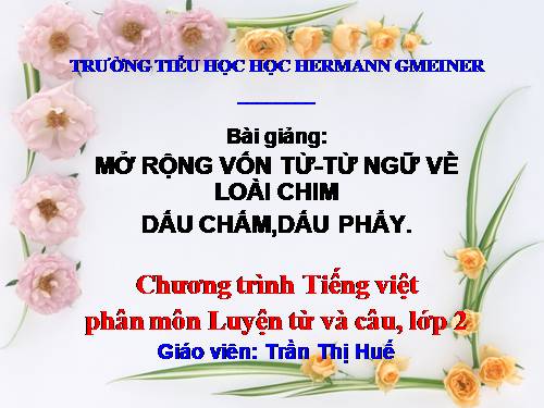 Tuần 22. MRVT: Từ ngữ về loài chim. Dấu chấm, dấu phẩy