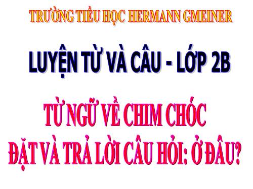 Tuần 21. MRVT: Từ ngữ về chim chóc. Đặt và trả lời câu hỏi: Ở đâu?