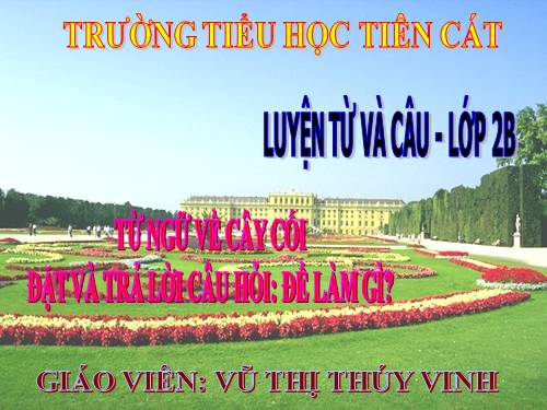 Tuần 29. MRVT: Từ ngữ về cây cối. Đặt và trả lời câu hỏi: Để làm gì?