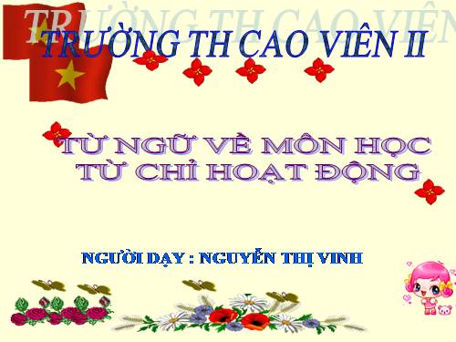 Tuần 7. MRVT: Từ ngữ về các môn học. Từ chỉ hoạt động