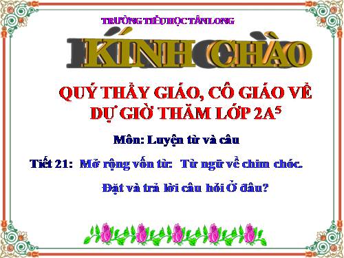 Tuần 21. MRVT: Từ ngữ về chim chóc. Đặt và trả lời câu hỏi: Ở đâu?