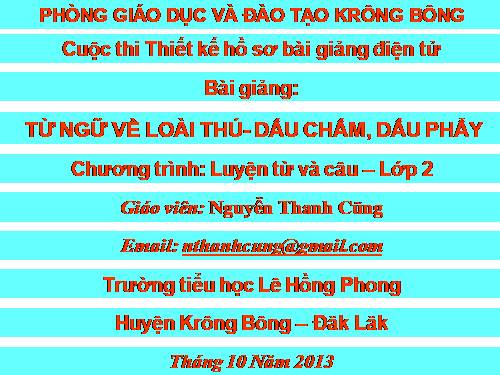 Tuần 24. MRVT: Từ ngữ về loài thú. Dấu chấm, dấu phẩy