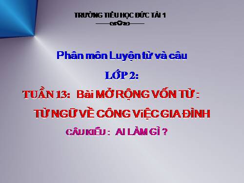 Tuần 13. MRVT: Từ ngữ về công việc gia đình. Câu kiểu Ai làm gì?