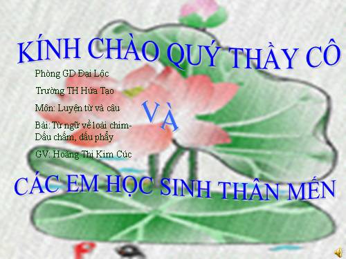 Tuần 22. MRVT: Từ ngữ về loài chim. Dấu chấm, dấu phẩy