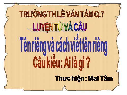 Tuần 5. Tên riêng và cách viết tên riêng. Câu kiểu Ai là gì?