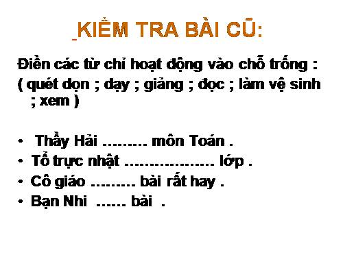 Tuần 8. Từ chỉ hoạt động, trạng thái. Dấu phẩy