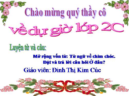 Tuần 21. MRVT: Từ ngữ về chim chóc. Đặt và trả lời câu hỏi: Ở đâu?