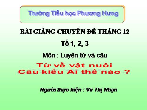 Tuần 17. MRVT: Từ ngữ về vật nuôi. Câu kiểu Ai thế nào?