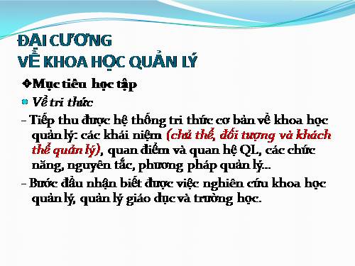 Khoa học quản lý