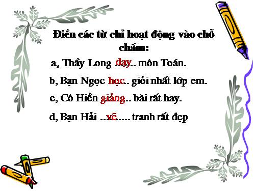 Tuần 8. Từ chỉ hoạt động, trạng thái. Dấu phẩy