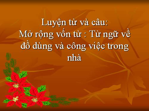 Tuần 11. MRVT: Từ ngữ về đồ dùng và công việc trong nhà