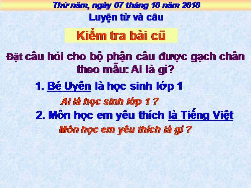 Tuần 7. MRVT: Từ ngữ về các môn học. Từ chỉ hoạt động