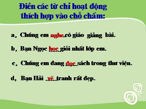 Tuần 8. Từ chỉ hoạt động, trạng thái. Dấu phẩy