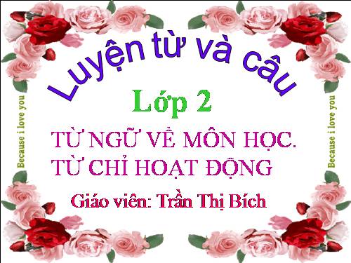 Tuần 7. MRVT: Từ ngữ về các môn học. Từ chỉ hoạt động