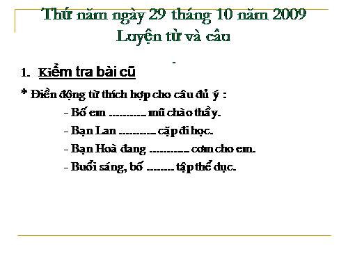 Tuần 8. Từ chỉ hoạt động, trạng thái. Dấu phẩy