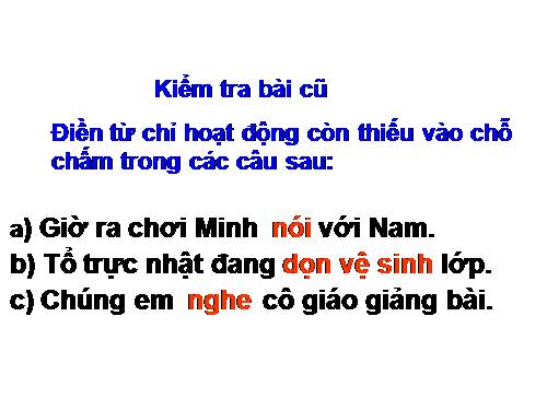 Tuần 8. Từ chỉ hoạt động, trạng thái. Dấu phẩy