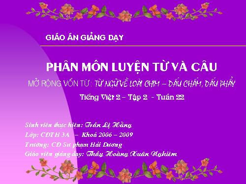 Tuần 22. MRVT: Từ ngữ về loài chim. Dấu chấm, dấu phẩy