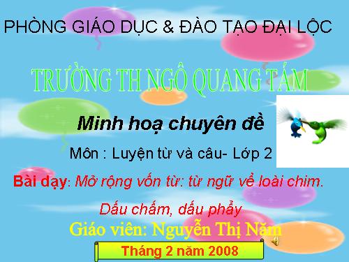 Tuần 22. MRVT: Từ ngữ về loài chim. Dấu chấm, dấu phẩy