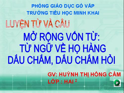 Tuần 10. MRVT: Từ ngữ về họ hàng. Dấu chấm, dấu chấm hỏi