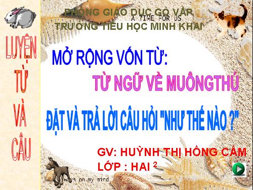 Tuần 23. MRVT: Từ ngữ về muông thú. Đặt và trả lời câu hỏi: Như thế nào?