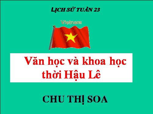 Bài 19. Văn học và khoa học thời Hậu Lê