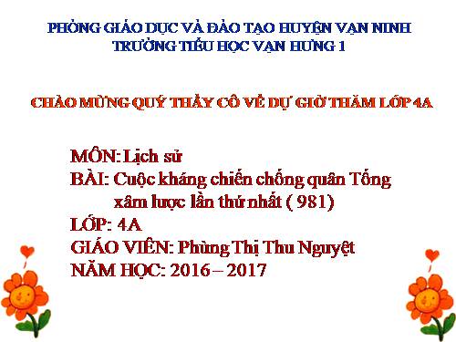 Bài 8. Cuộc kháng chiến chống quân Tống xâm lược lần thứ nhất (Năm 981)