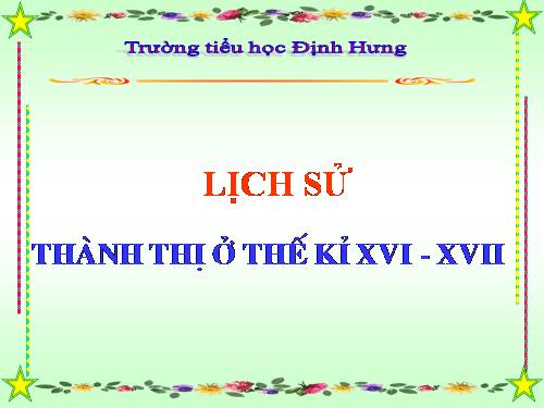 Bài 23. Thành thị ở thế kỉ XVI - XVII