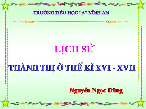 Bài 23. Thành thị ở thế kỉ XVI - XVII