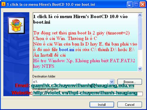 1 Click la co menu Hiren's Boot CD 10.0