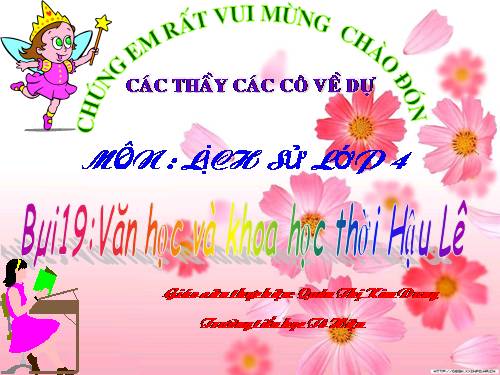 Bài 19. Văn học và khoa học thời Hậu Lê