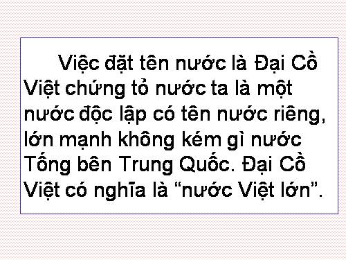 Việc đặt tên nước là Đại Cồ Việt-ĐBL