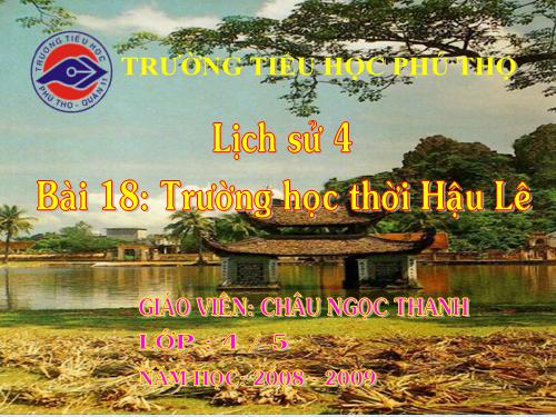 Bài 18. Trường học thời Hậu Lê