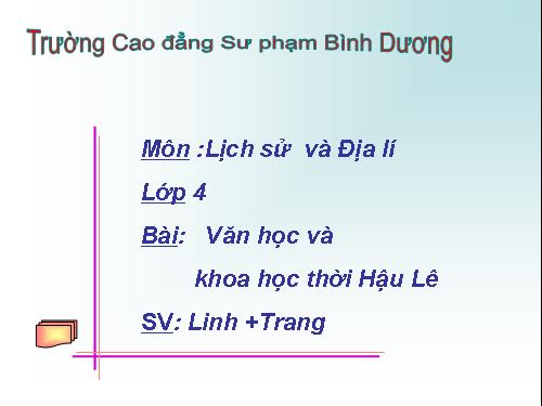 Bài 19. Văn học và khoa học thời Hậu Lê