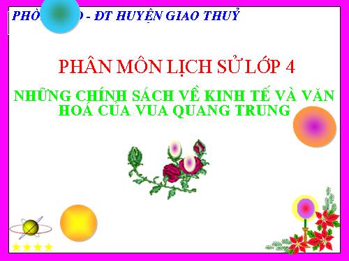 Bài 26. Những chính sách về kinh tế và văn hóa của vua Quang Trung