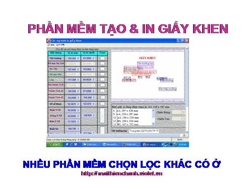 Phần mềm tạo và in giấy khen